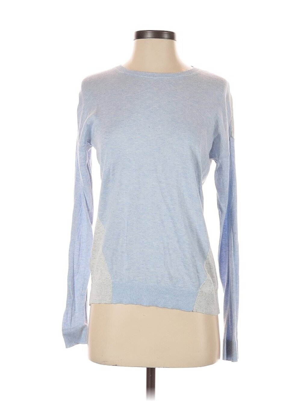 Boden Light Blue Cotton Crewneck Sweater with Grey Colorblock Sz 4